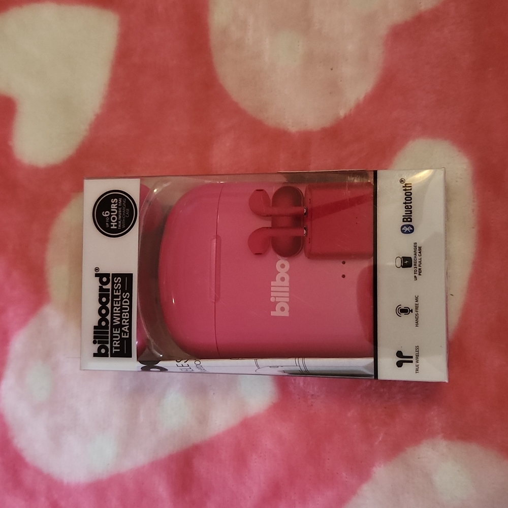 Billboard Wireless Earbuds NEW Pink True Wireless, up to 6 hours!!